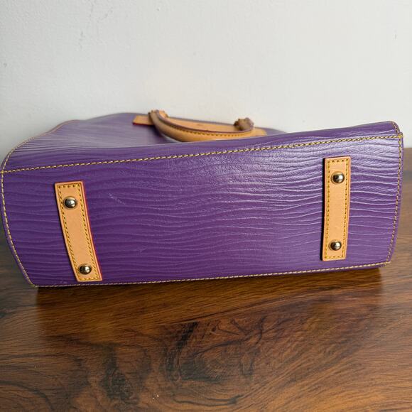 Dooney & Bourke Florentine Vacchetta Purple Leather Top Handle Satchel Tote - Picture 8 of 14